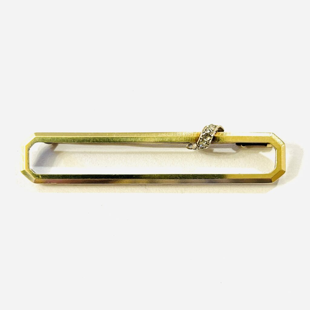 Zlatá art-deco brož s diamanty