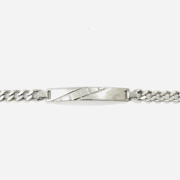 Stříbrný pánský náramek s destičkou, vazba PANCR, 23,3 cm
