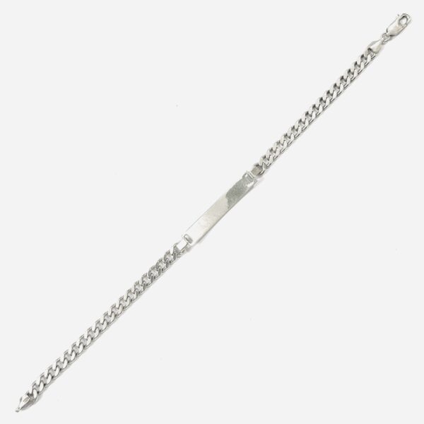 Stříbrný pánský náramek s destičkou, vazba PANCR, 23,3 cm