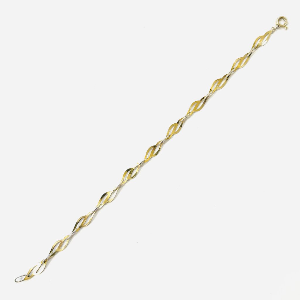 Stříbrný zlacený článkový náramek, 18,5 cm - Image 4
